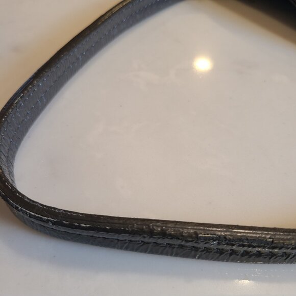 Jigsaw Leather Purse Bag Shoulder Tote Shiny Gray - Picture 7 of 10